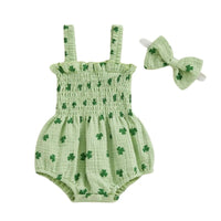 Clovers Ruched Onesie & Bow - The Ollie Bee