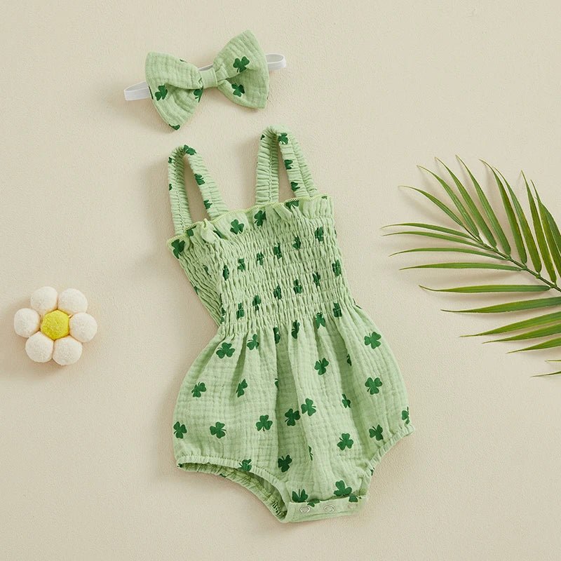 Clovers Ruched Onesie & Bow - The Ollie Bee