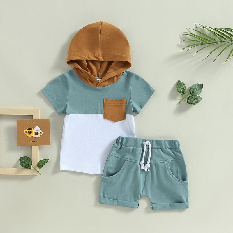 Color Block Hooded Shirt Set - The Ollie Bee