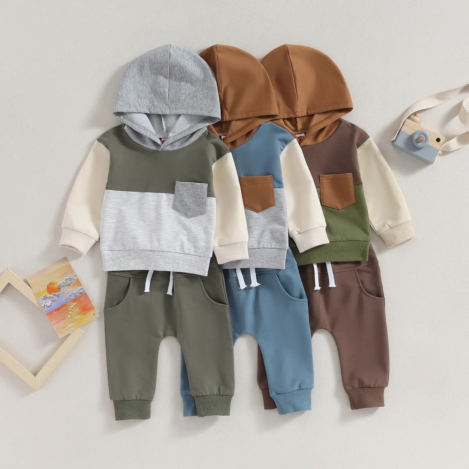 Colorblock Pocket Tee Tracksuit - The Ollie Bee