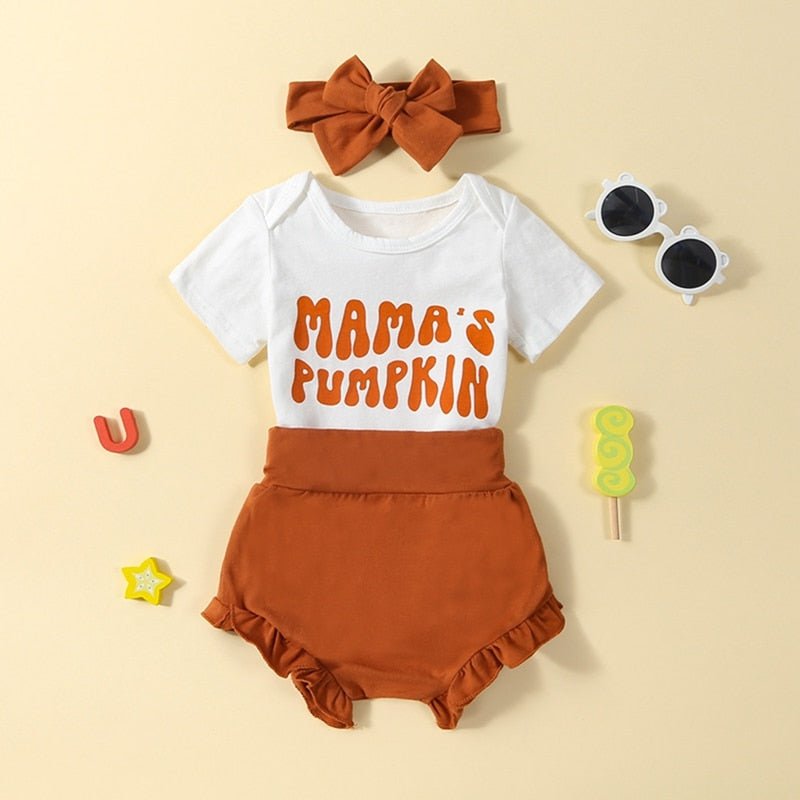 Mama's Pumpkin Onesie Set with Bow - The Ollie Bee