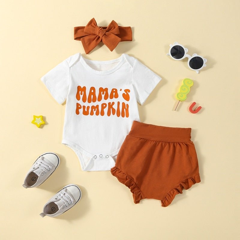 Mama's Pumpkin Onesie Set with Bow - The Ollie Bee