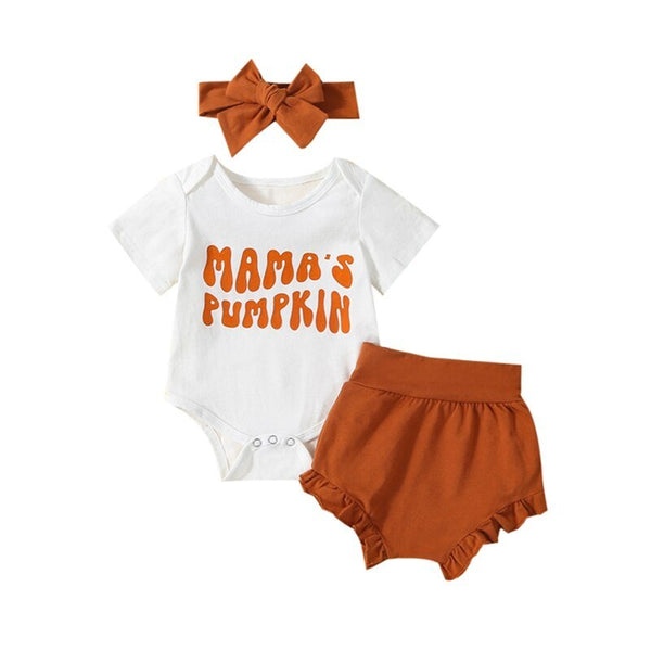 Mama's Pumpkin Onesie Set with Bow - The Ollie Bee