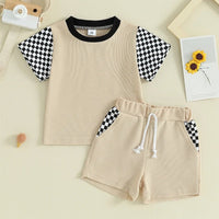 Neutral Waffle Checkered Set - The Ollie Bee