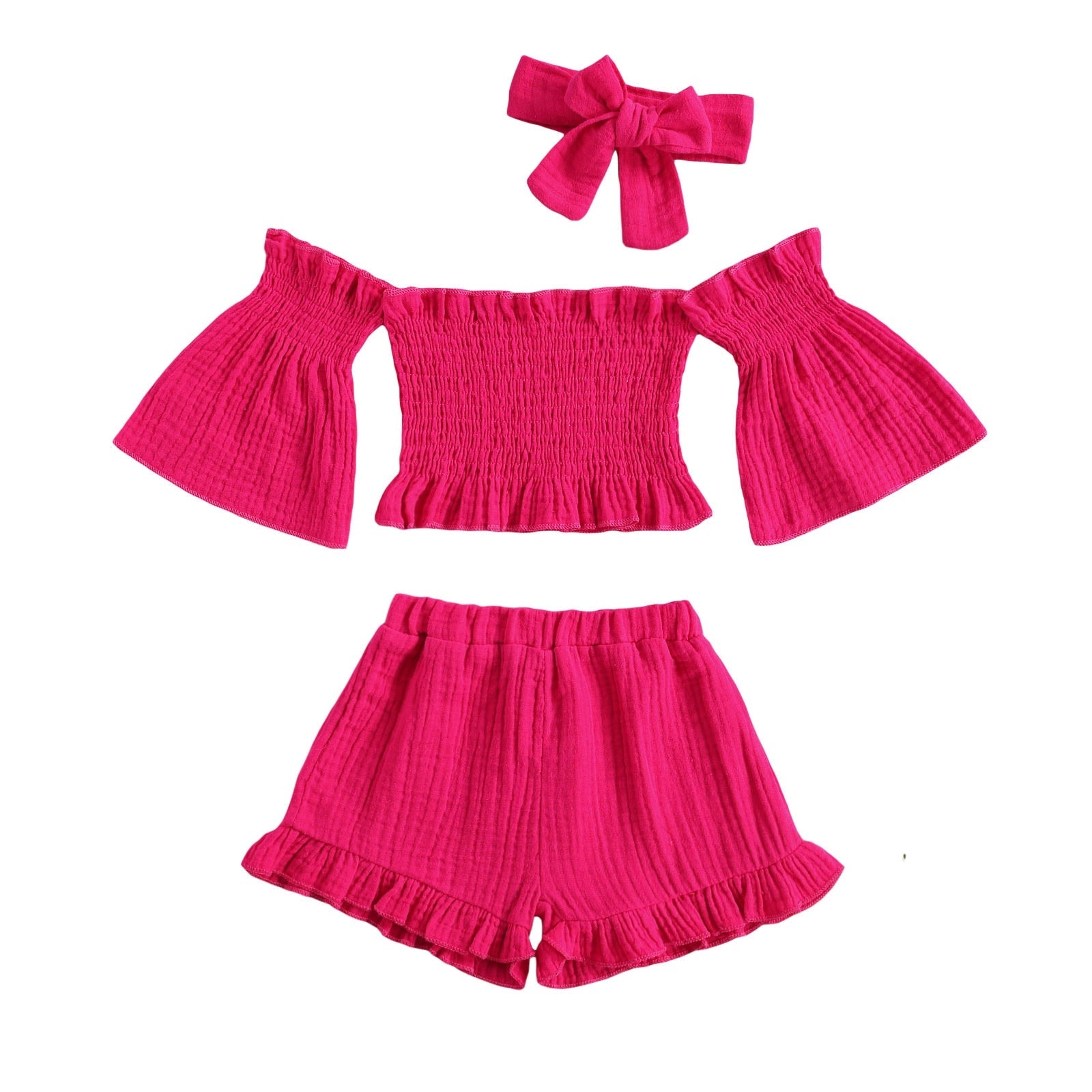 Off Shoulder Ruched Crop Set - The Ollie Bee