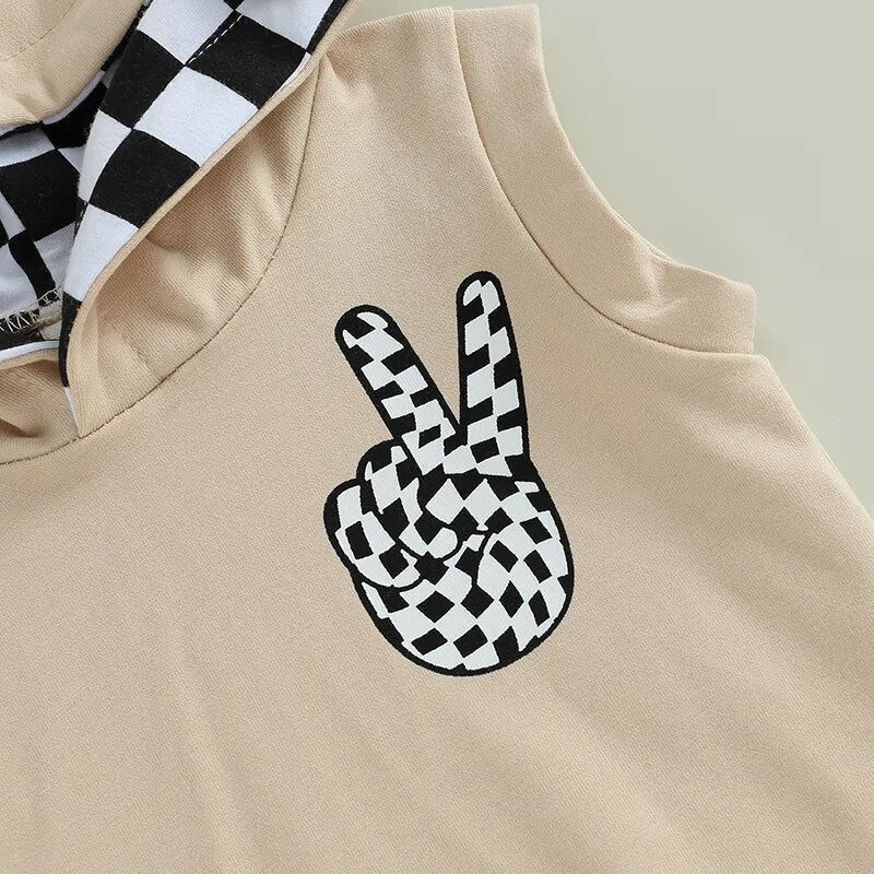 Peace & Checkers Hooded Set - The Ollie Bee