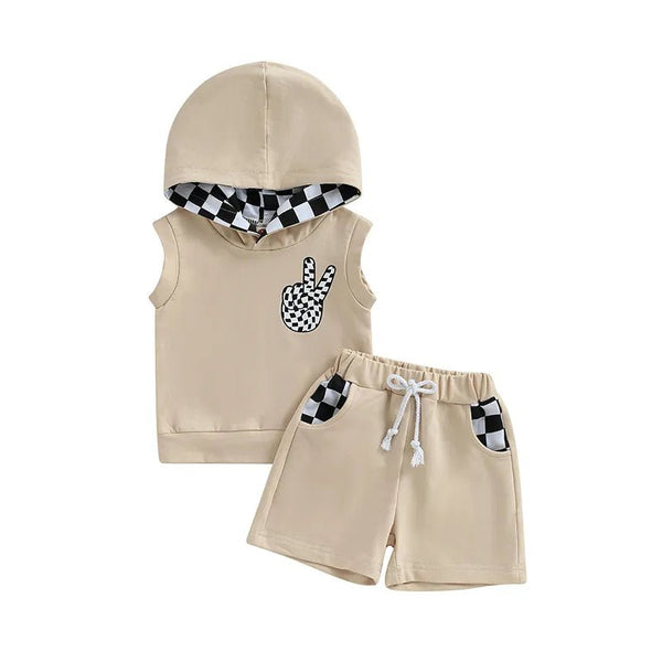 Peace & Checkers Hooded Set - The Ollie Bee