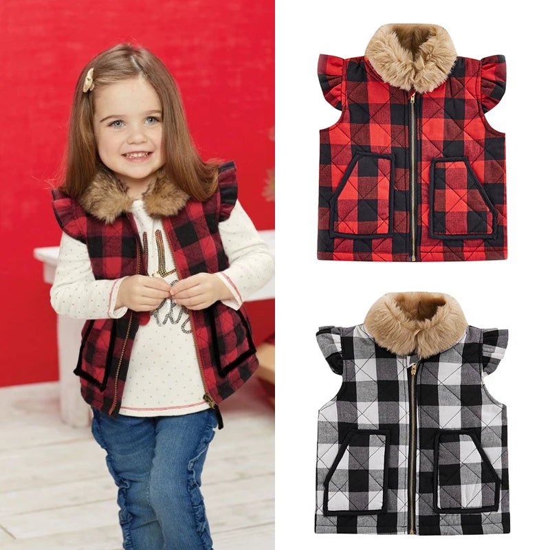 Plaid Quilted Zipper Vest - The Ollie Bee