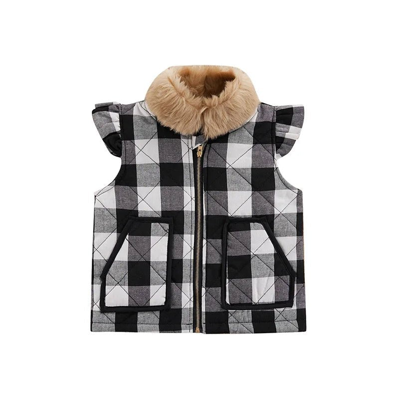 Plaid Quilted Zipper Vest - The Ollie Bee