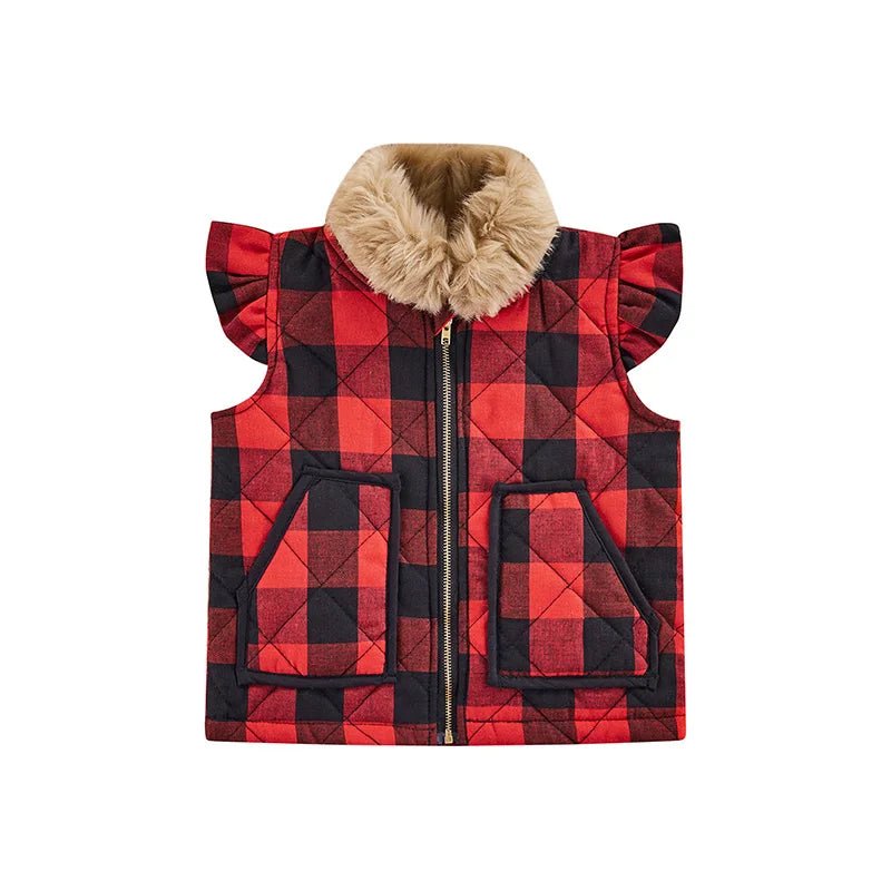 Plaid Quilted Zipper Vest - The Ollie Bee