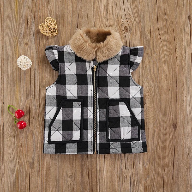 Plaid Quilted Zipper Vest - The Ollie Bee