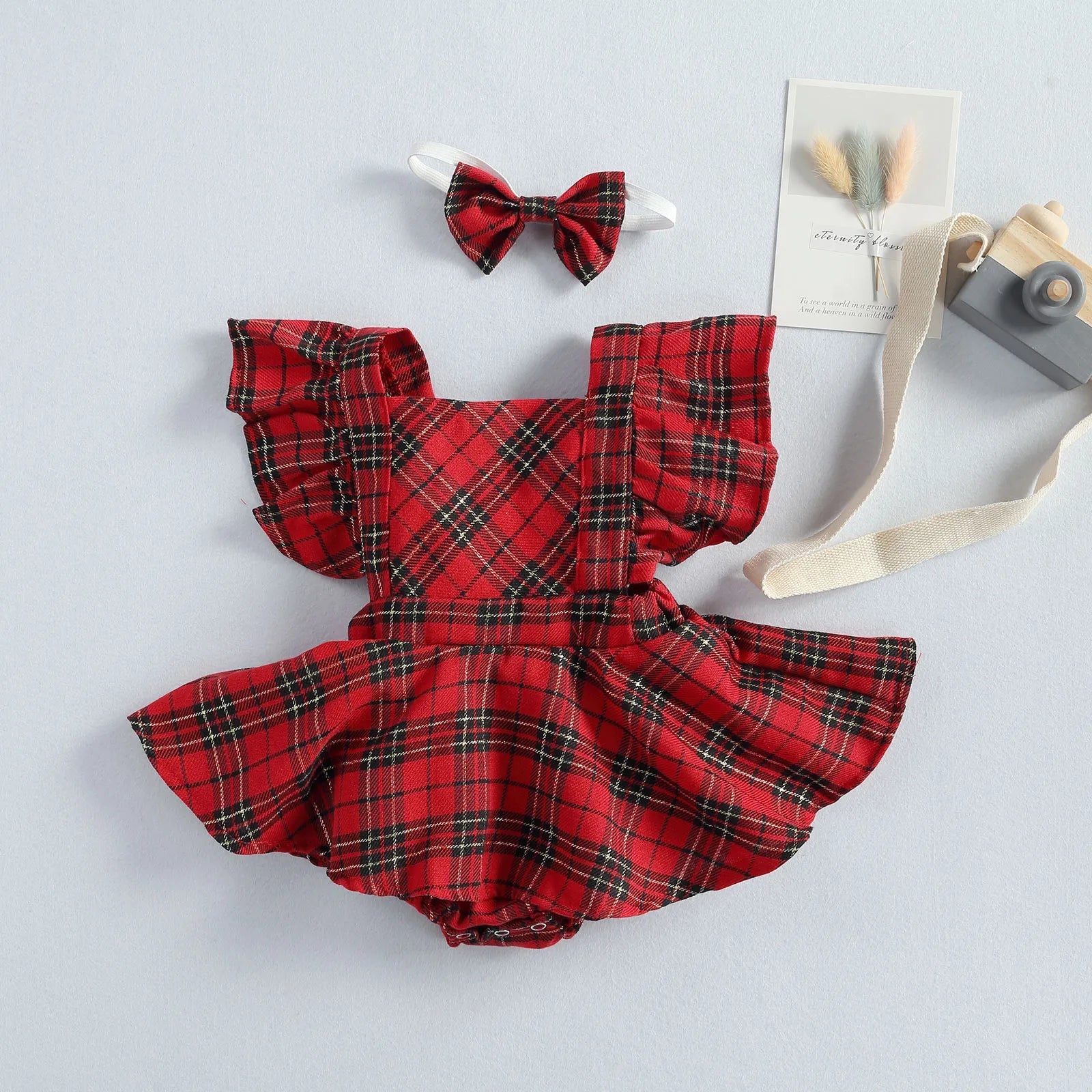 Plaid Ruffle Backless Jumpsuit - The Ollie Bee