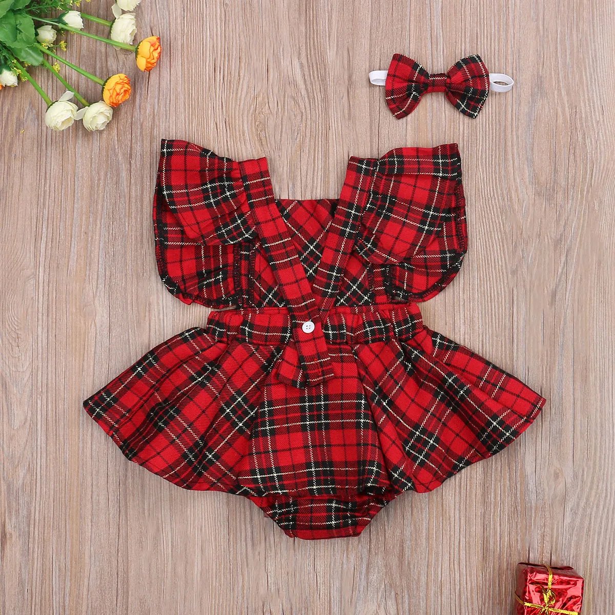 Plaid Ruffle Backless Jumpsuit - The Ollie Bee