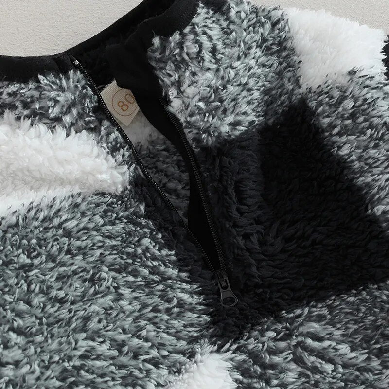 Plaid Sherpa Quarter Zip - The Ollie Bee