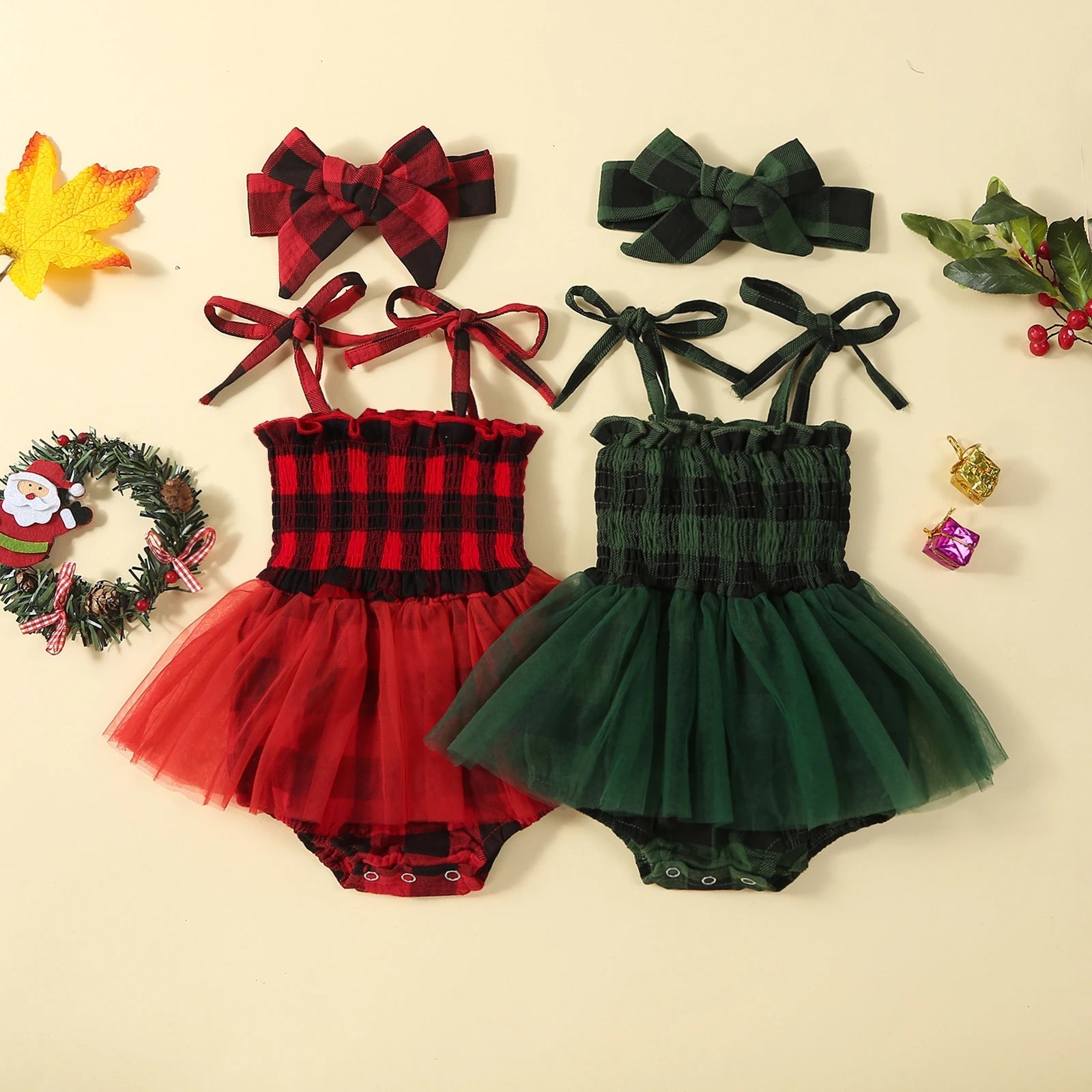 Plaid Tutu Onesie with Bow - The Ollie Bee