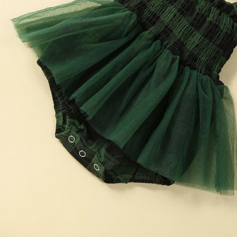 Plaid Tutu Onesie with Bow - The Ollie Bee