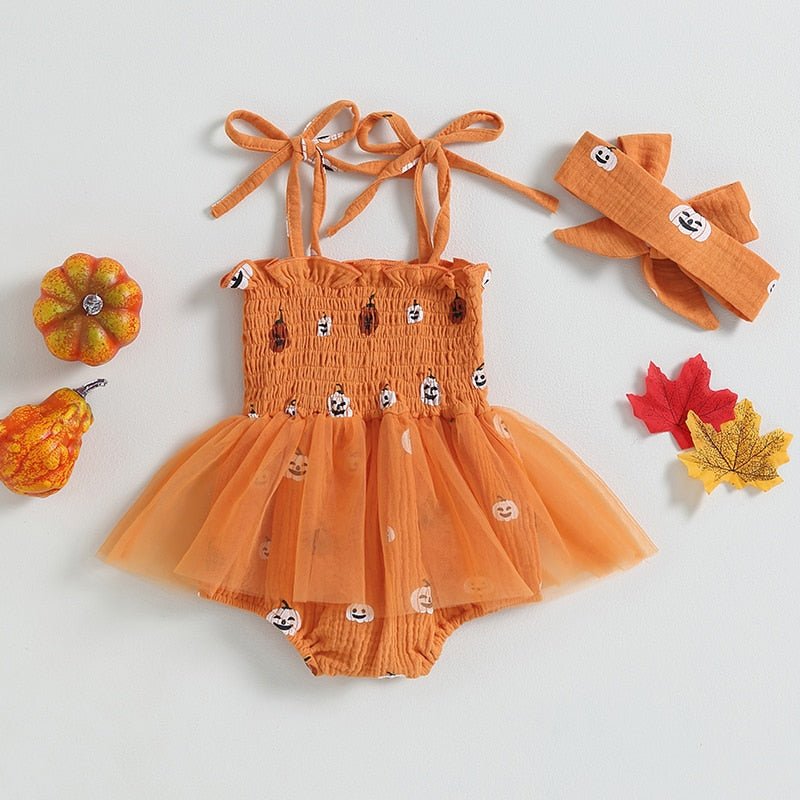 Pumpkin Tutu Onesie with Headband - The Ollie Bee