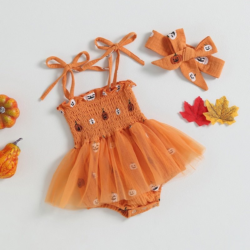 Pumpkin Tutu Onesie with Headband - The Ollie Bee