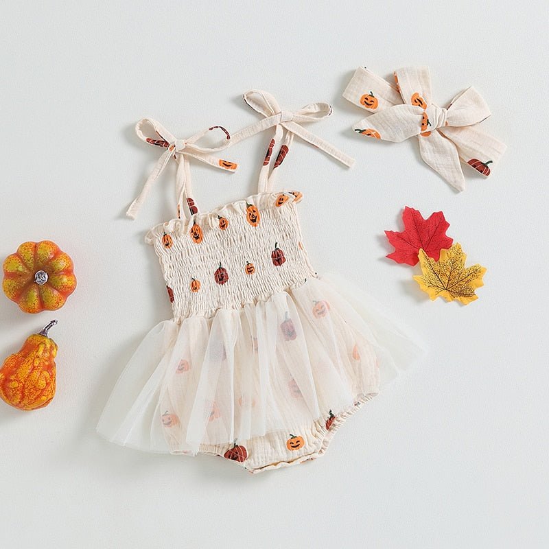 Pumpkin Tutu Onesie with Headband - The Ollie Bee