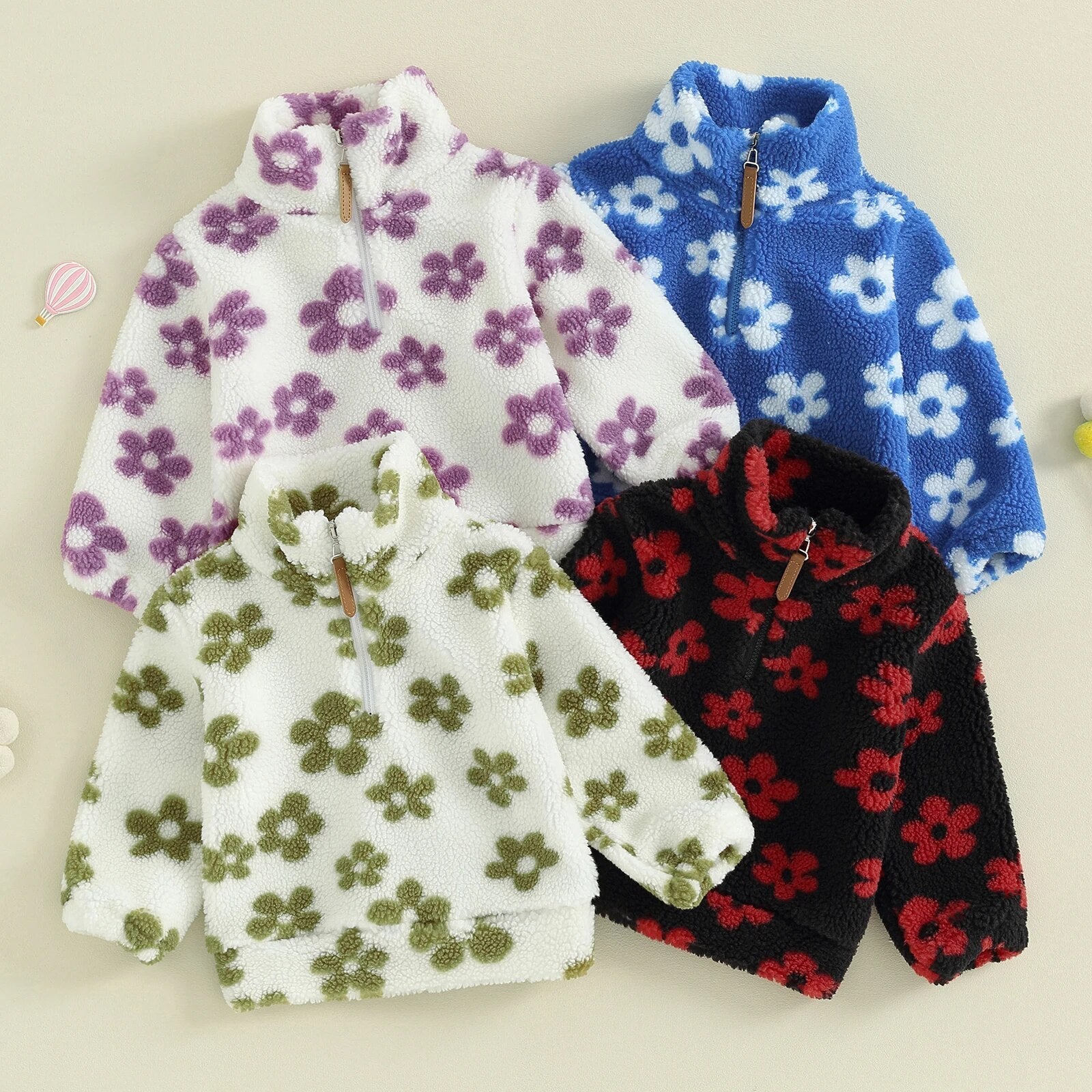 Retro Flowers Sherpa Jacket - The Ollie Bee