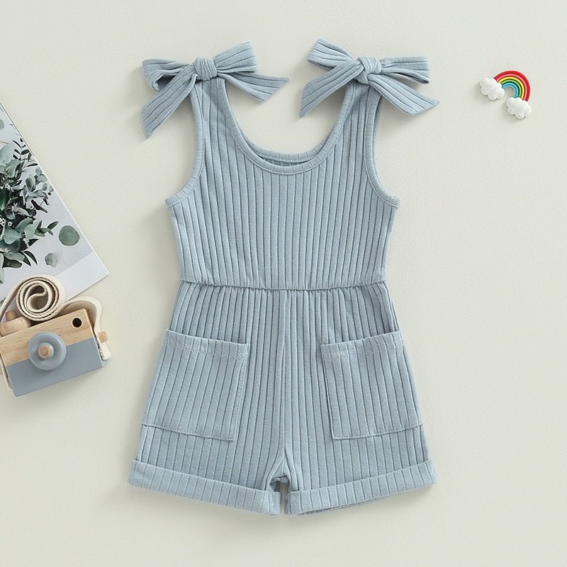 Ribbed Romper with Pockets - The Ollie Bee