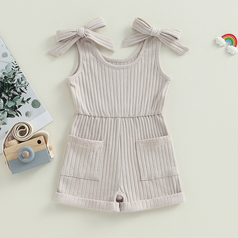 Ribbed Romper with Pockets - The Ollie Bee