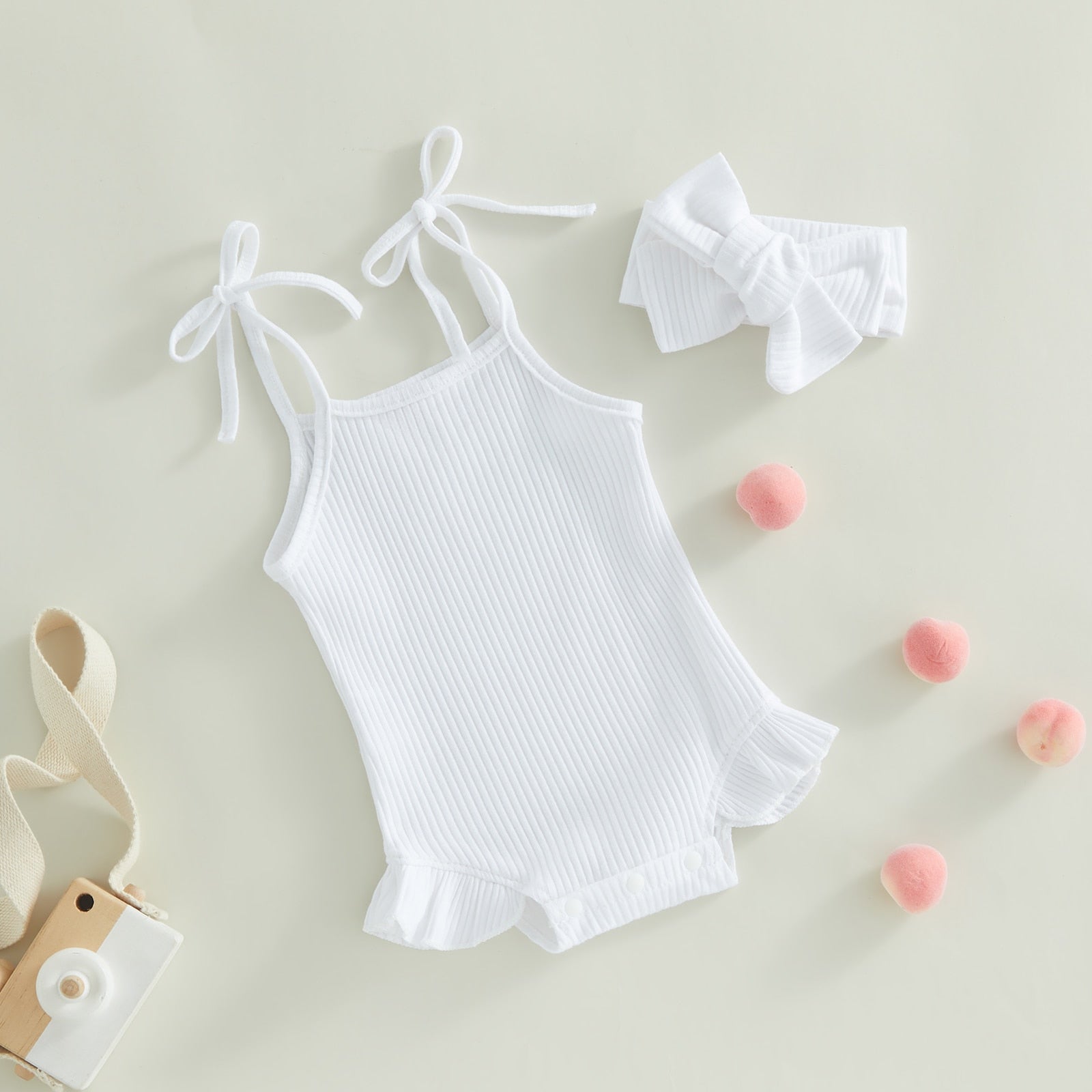 Ribbed Ruffle Onesie & Headband - The Ollie Bee