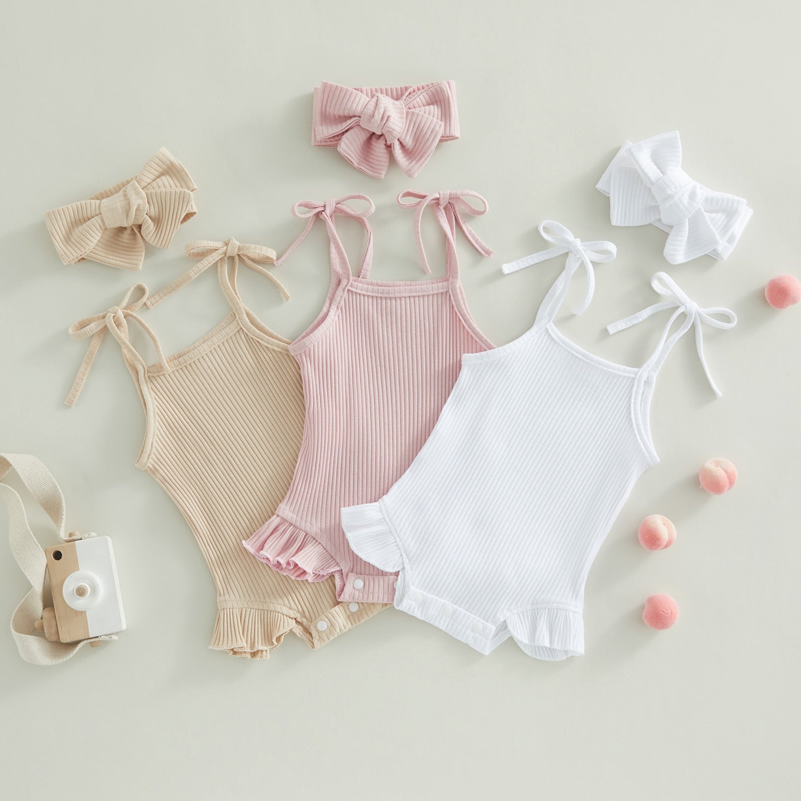 Ribbed Ruffle Onesie & Headband - The Ollie Bee
