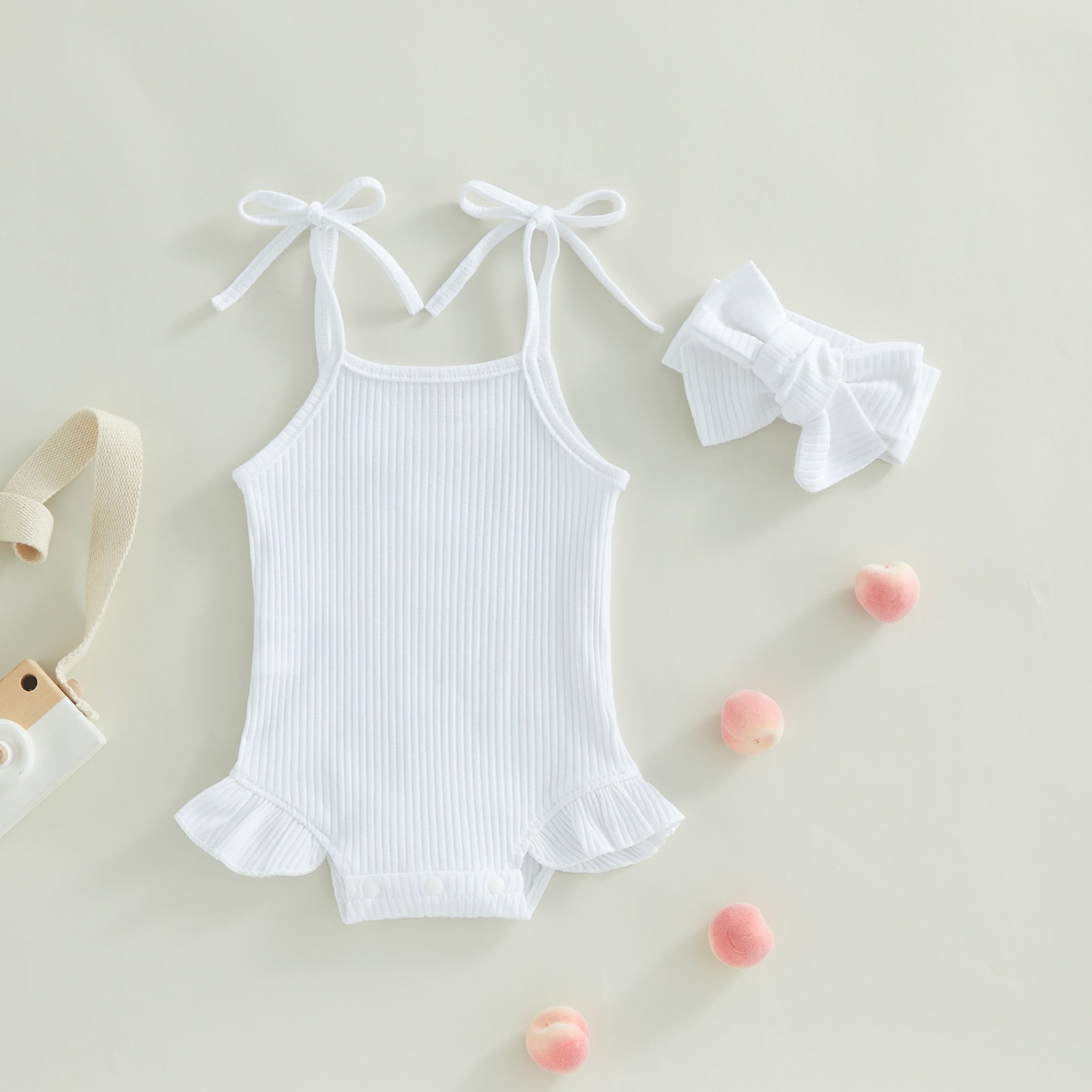 Ribbed Ruffle Onesie & Headband - The Ollie Bee