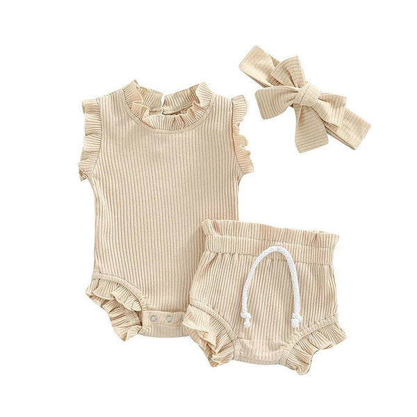 Ribbed Ruffle Shorts Set - The Ollie Bee