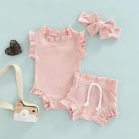 Ribbed Ruffle Shorts Set - The Ollie Bee