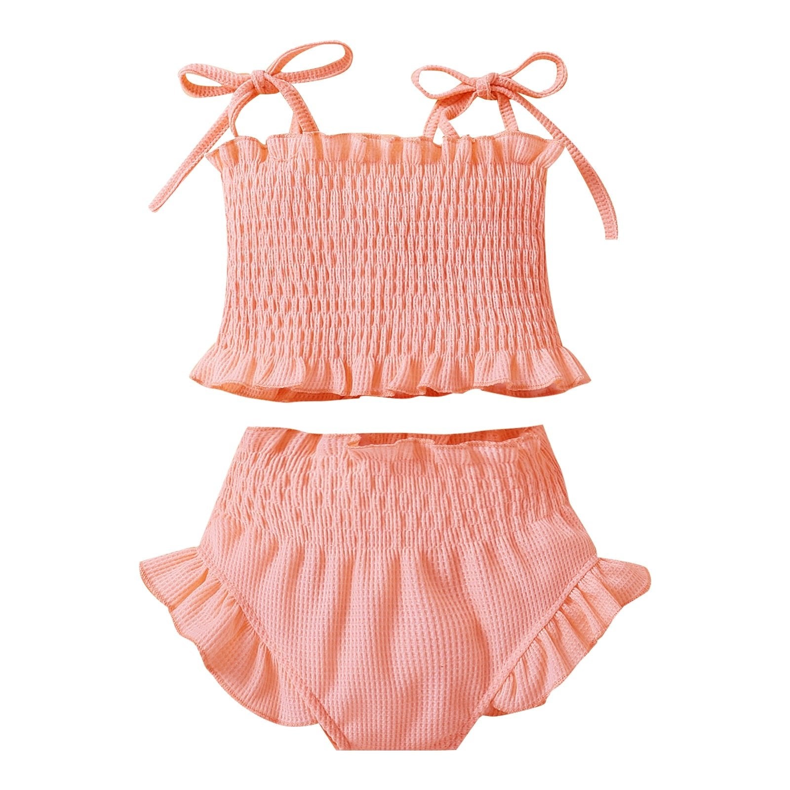 Ruched Tie Shoulder Ruffle Set - The Ollie Bee