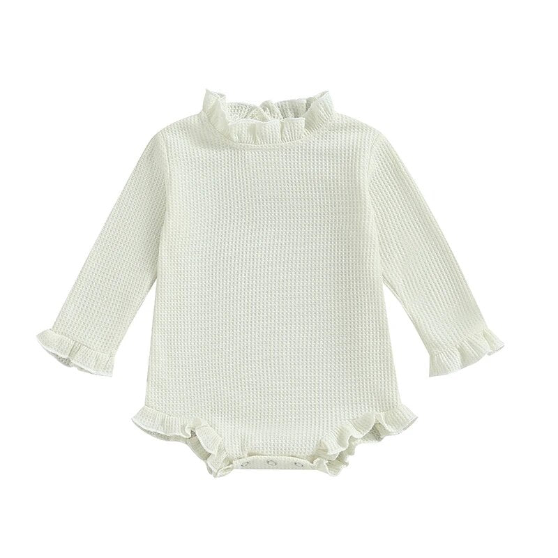 Ruffle Mockneck Waffle Onesie - The Ollie Bee
