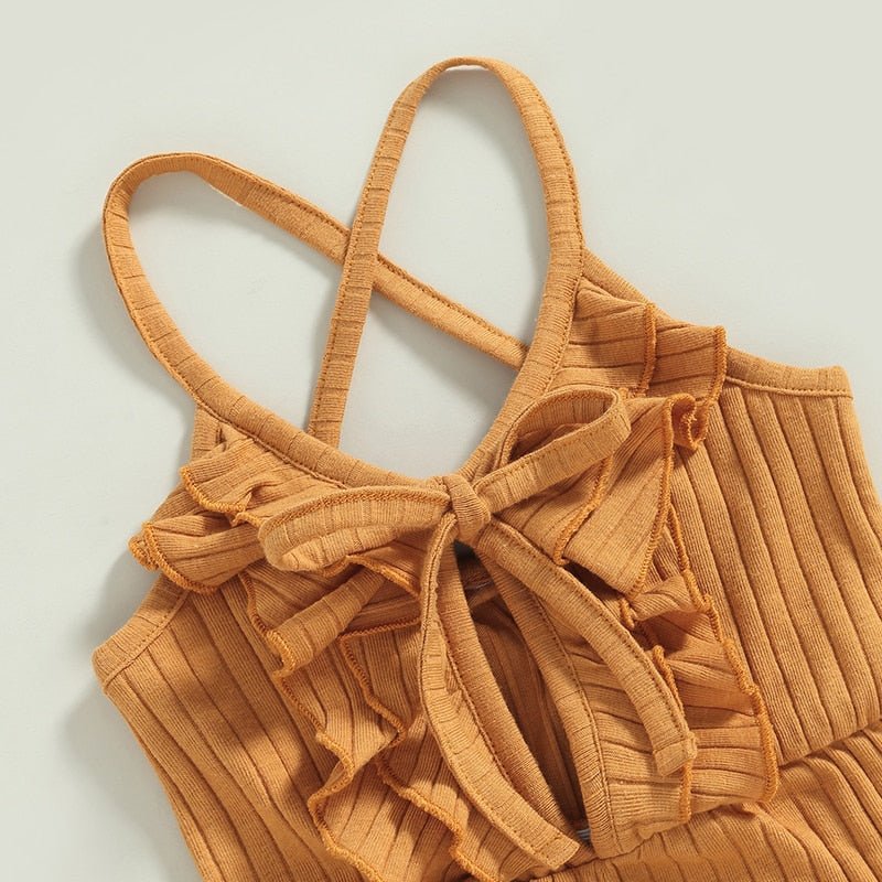 Ruffle Ribbed Peephole Romper - The Ollie Bee