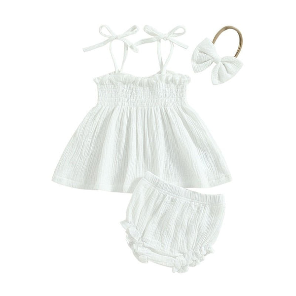Sleeveless Shirred Set with Bow - The Ollie Bee