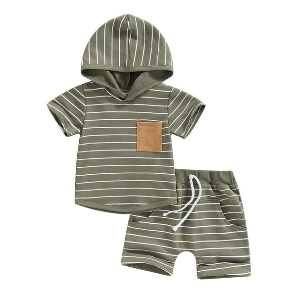 Striped Hooded Set - The Ollie Bee