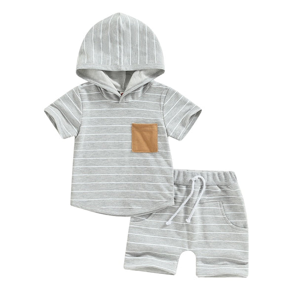 Striped Hooded Set - The Ollie Bee