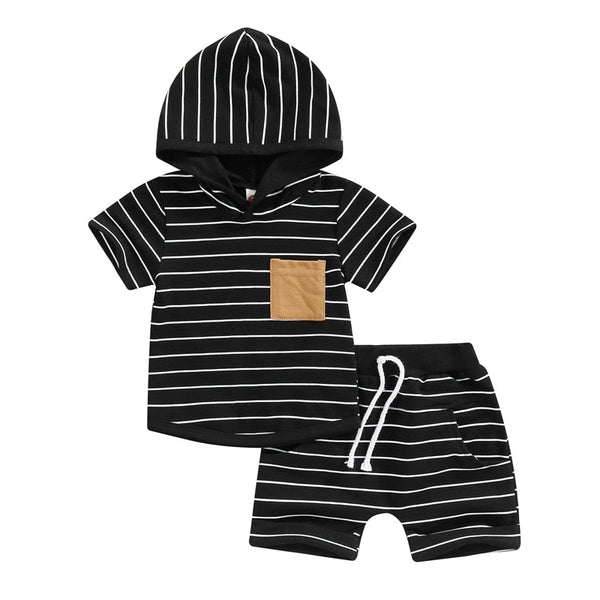 Striped Hooded Set - The Ollie Bee