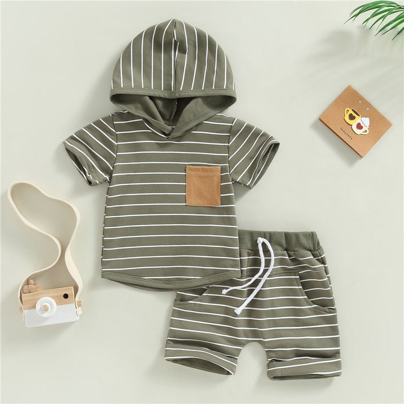 Striped Hooded Set - The Ollie Bee