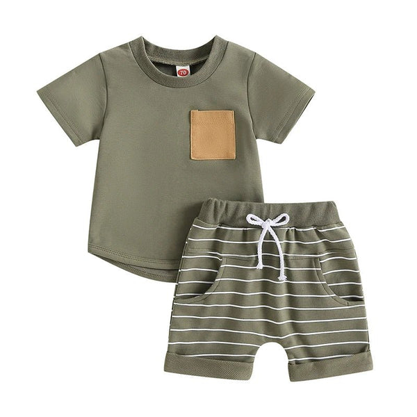 Striped Pocket Tee Set - The Ollie Bee