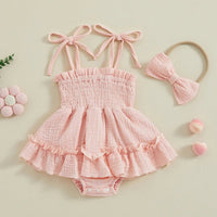 Tie Sleeve Onesie Dress with Bow - The Ollie Bee