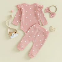 Waffle Hearts Tracksuit and Bow - The Ollie Bee