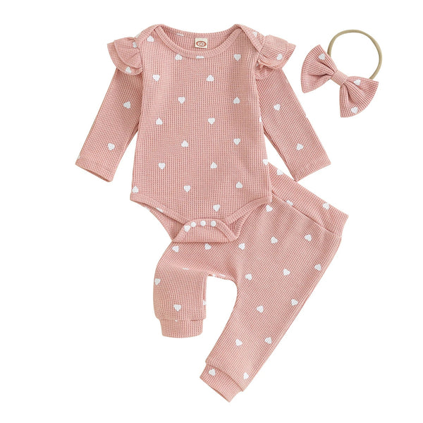 Waffle Hearts Tracksuit and Bow - The Ollie Bee