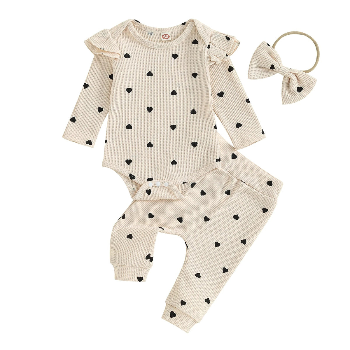 Waffle Hearts Tracksuit and Bow - The Ollie Bee
